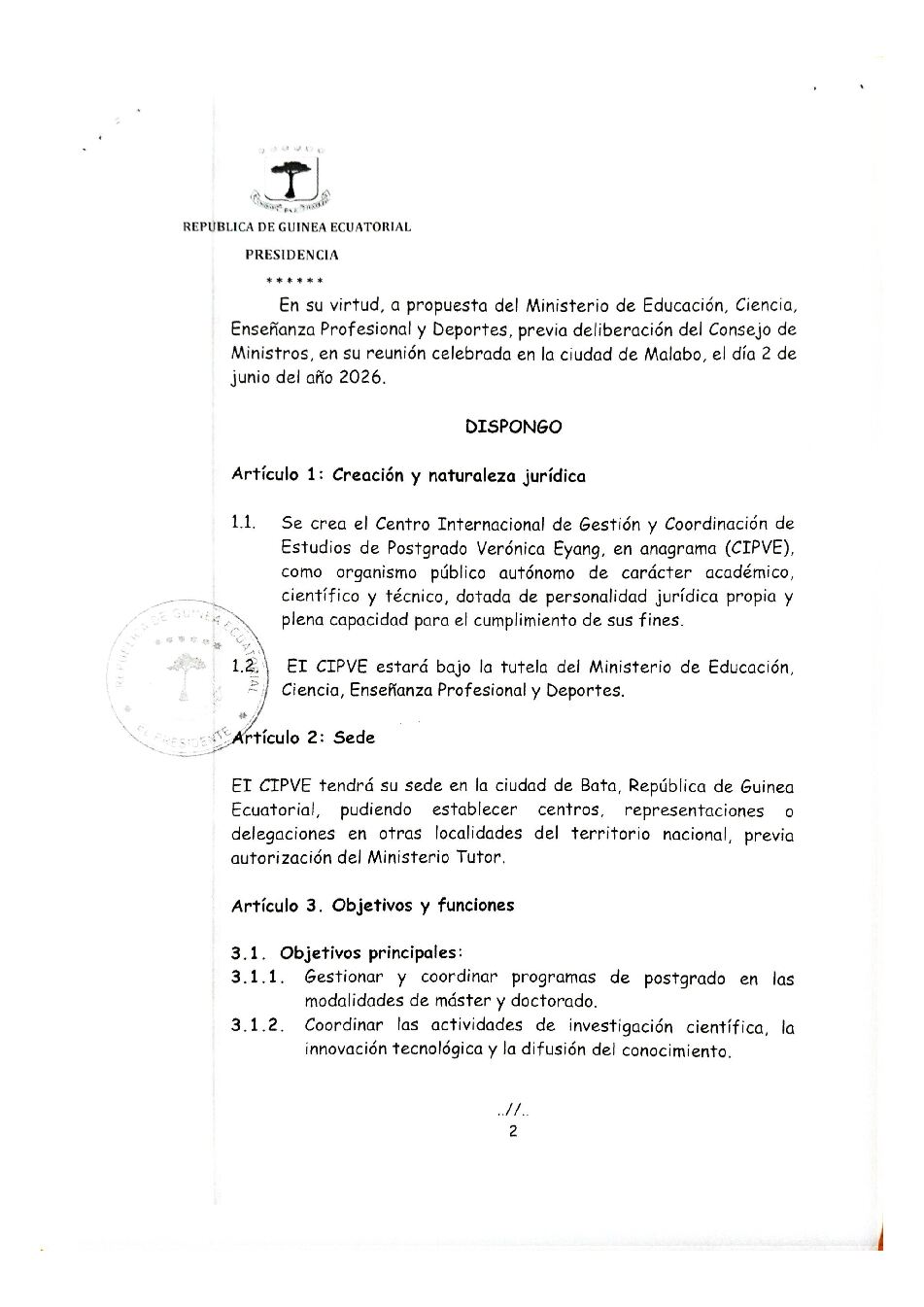 Página 2 del documento DECRETO DE CREACION