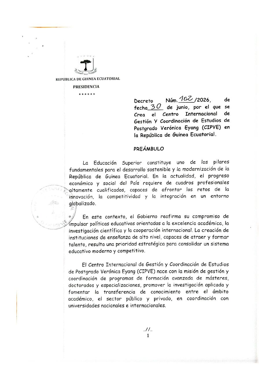 Página 1 del documento DECRETO DE CREACION